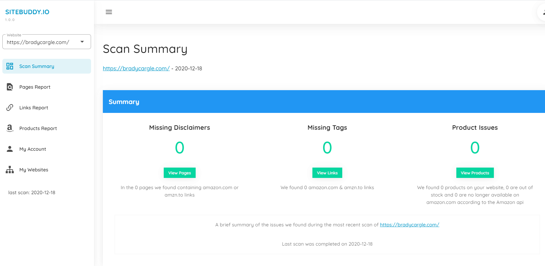 sitebuddy user dashboard